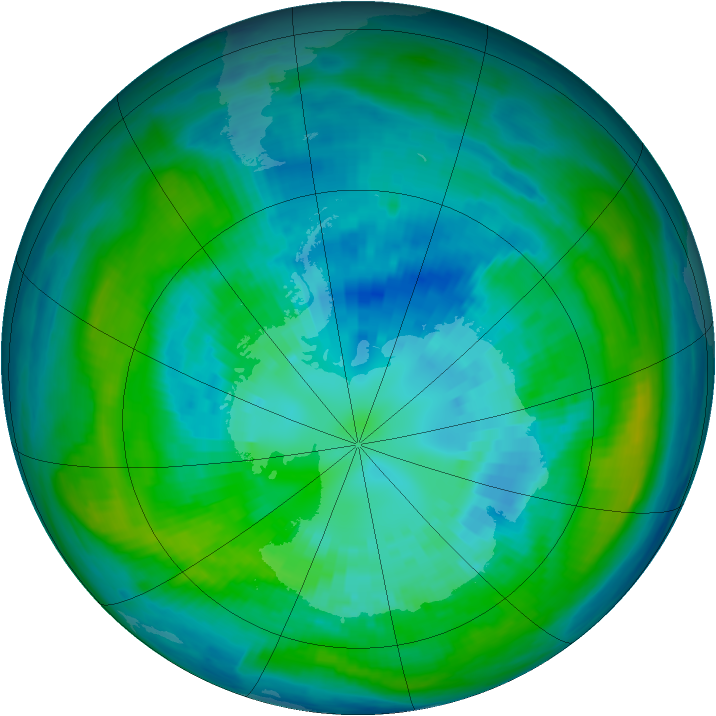 Antarctic ozone map for 06 April 1981